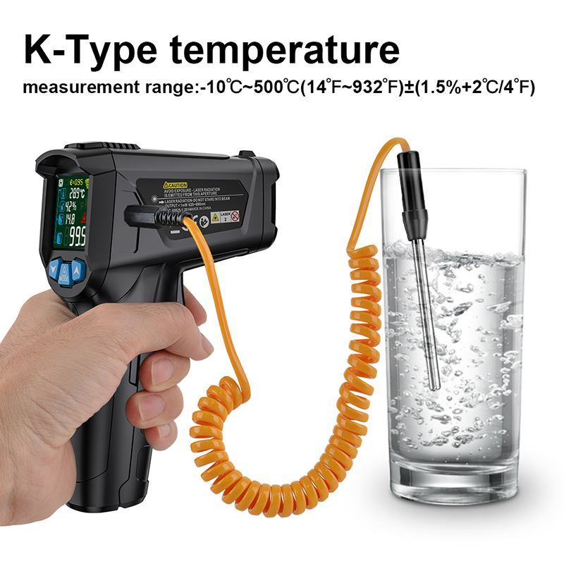 Thermometer Digital - Digitales Industrie-Infrarot-Thermometer mit Temperaturmessgerät IR02c -50~800C