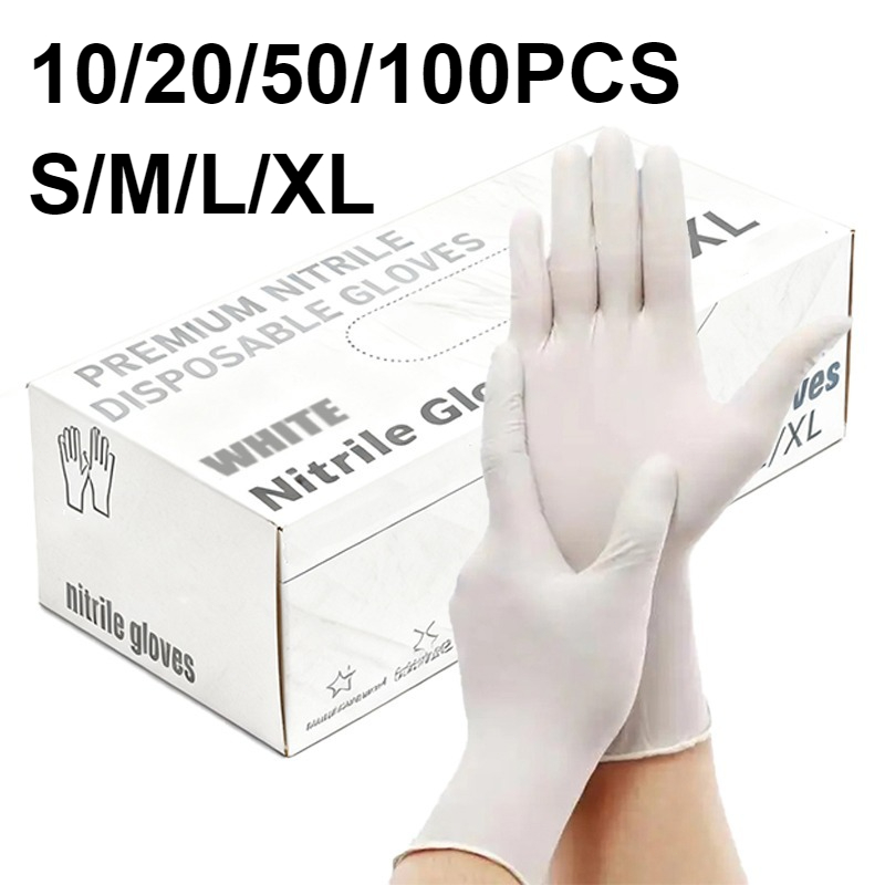Medical Gloves - 10/20/50/100 Stück weiße Nitrilhandschuhe, Einweg-Küchenhandschuhe, perfekt