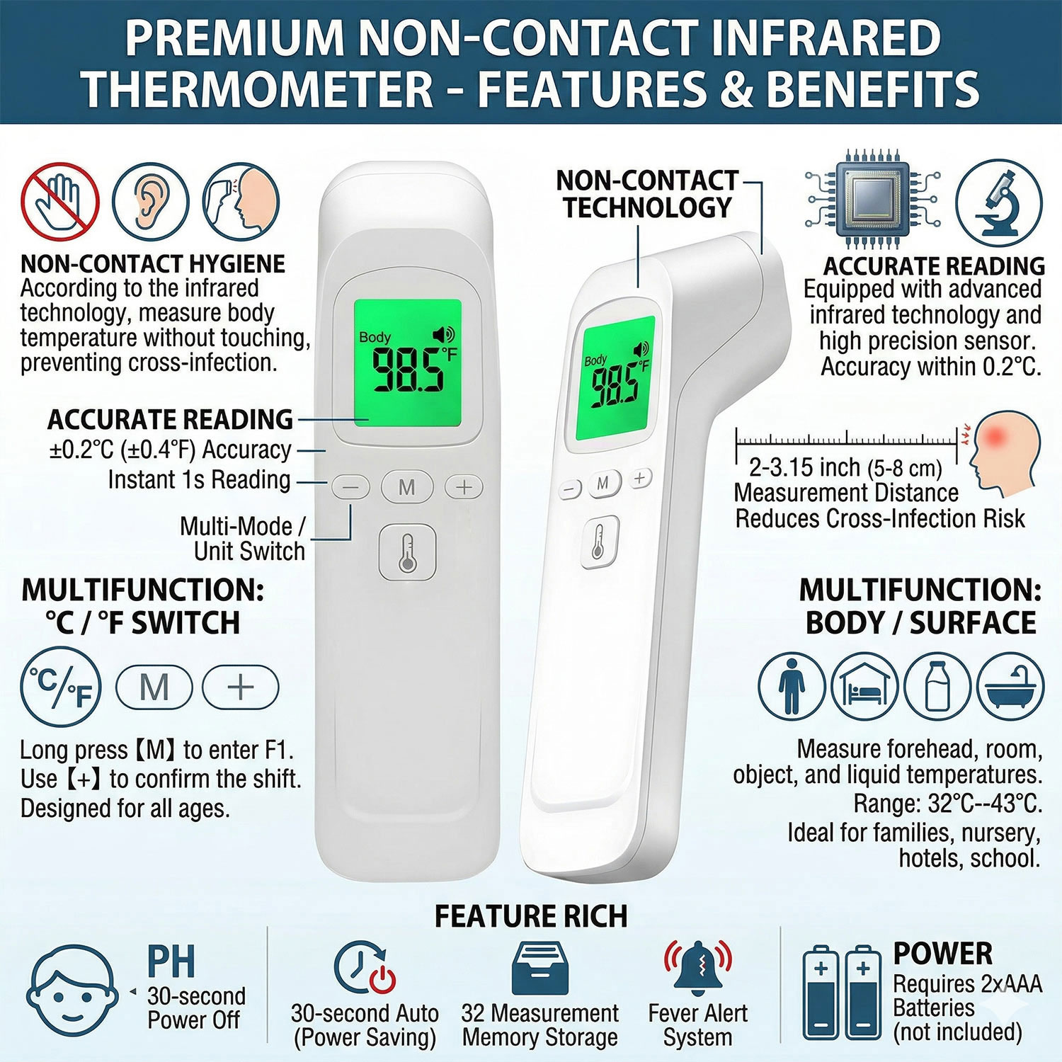 Berührungsloses Infrarot-Stirn – Pulse Oximeter Bewertung und Preis