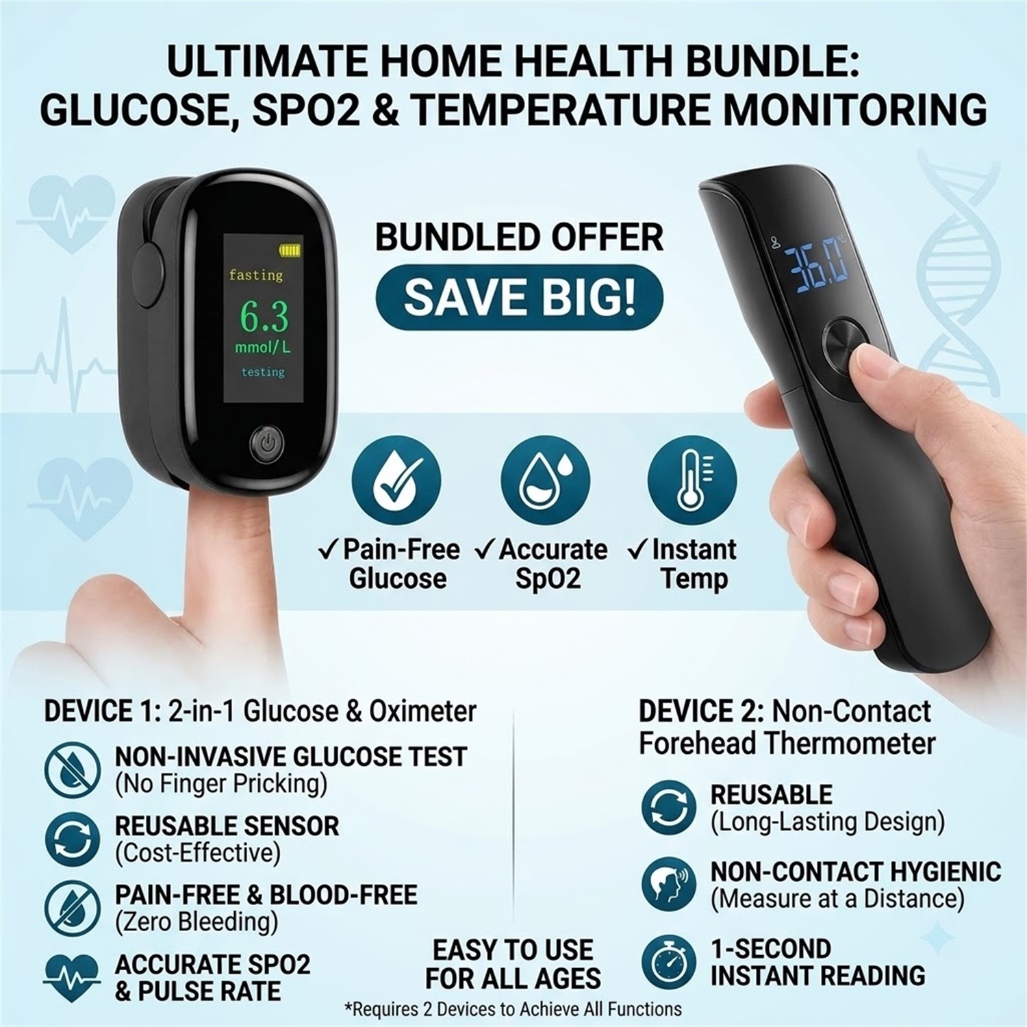 3-in-1 Gesundheitsmonitor-Set, – Pulse Oximeter Bewertung und Preis